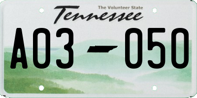 TN license plate A0305O