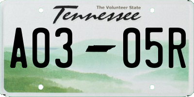 TN license plate A0305R