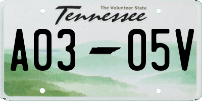 TN license plate A0305V