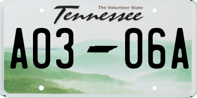 TN license plate A0306A