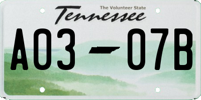 TN license plate A0307B