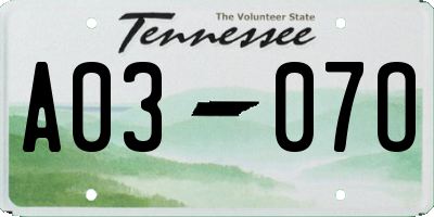 TN license plate A0307O