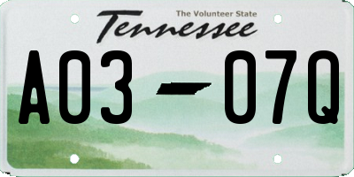 TN license plate A0307Q