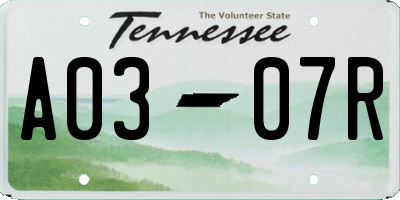 TN license plate A0307R