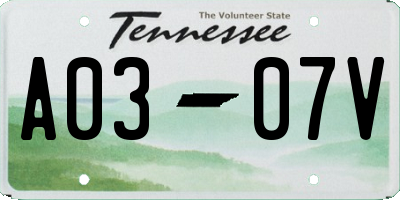 TN license plate A0307V