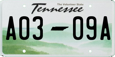 TN license plate A0309A