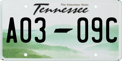 TN license plate A0309C