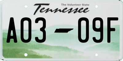 TN license plate A0309F