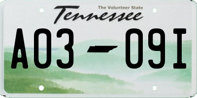TN license plate A0309I