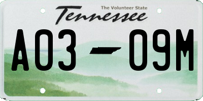 TN license plate A0309M