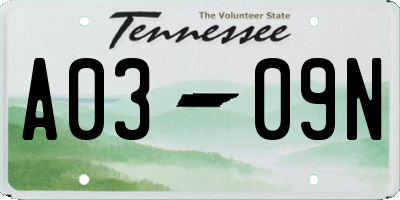 TN license plate A0309N