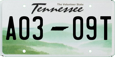 TN license plate A0309T