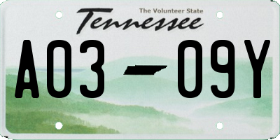 TN license plate A0309Y