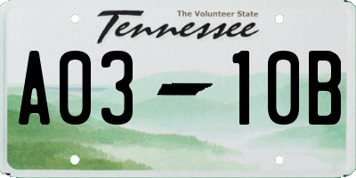 TN license plate A0310B