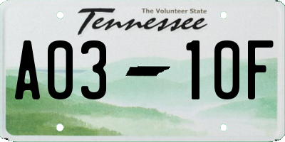 TN license plate A0310F