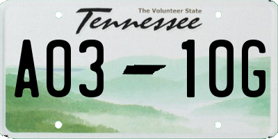 TN license plate A0310G