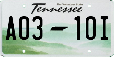 TN license plate A0310I