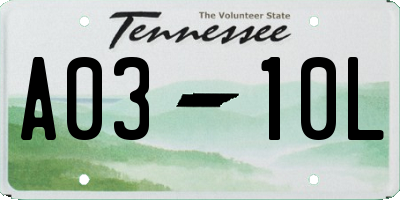 TN license plate A0310L