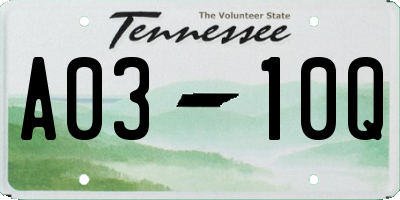 TN license plate A0310Q