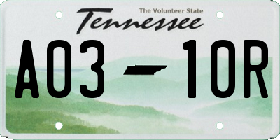 TN license plate A0310R