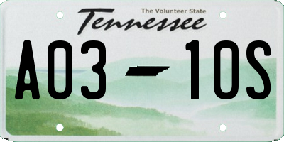 TN license plate A0310S