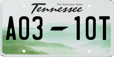 TN license plate A0310T