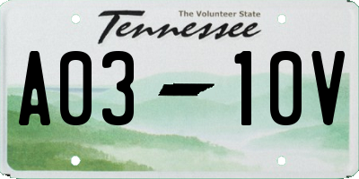 TN license plate A0310V