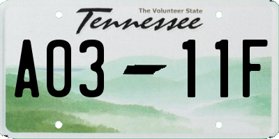 TN license plate A0311F