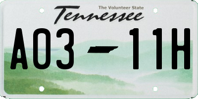 TN license plate A0311H