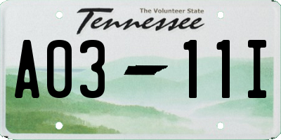 TN license plate A0311I