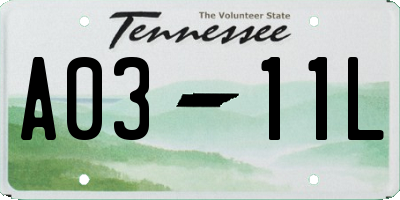 TN license plate A0311L