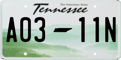 TN license plate A0311N