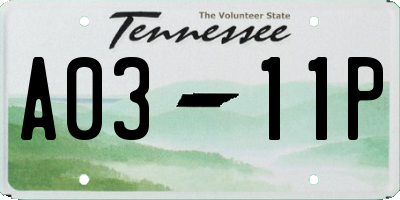 TN license plate A0311P