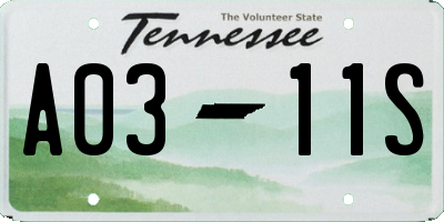 TN license plate A0311S