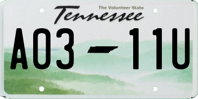 TN license plate A0311U
