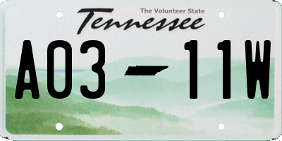 TN license plate A0311W