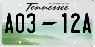 TN license plate A0312A