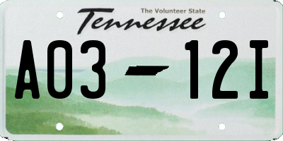 TN license plate A0312I