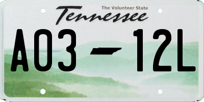 TN license plate A0312L