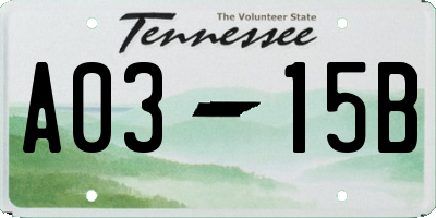 TN license plate A0315B
