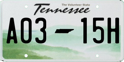 TN license plate A0315H