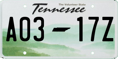 TN license plate A0317Z