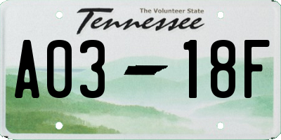 TN license plate A0318F