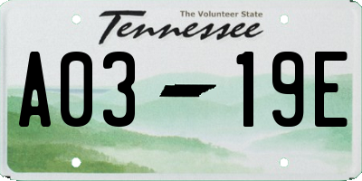TN license plate A0319E