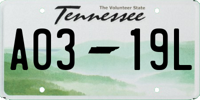 TN license plate A0319L