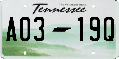 TN license plate A0319Q