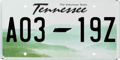TN license plate A0319Z