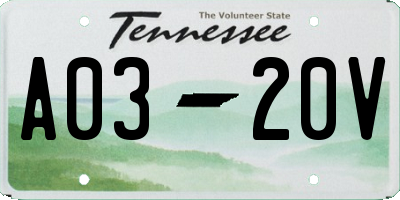 TN license plate A0320V