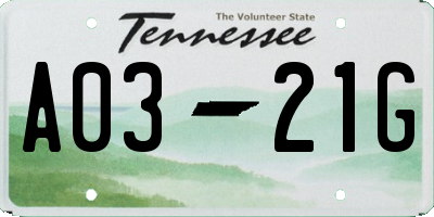TN license plate A0321G