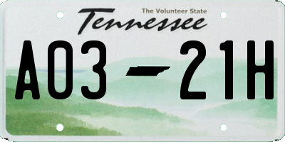 TN license plate A0321H